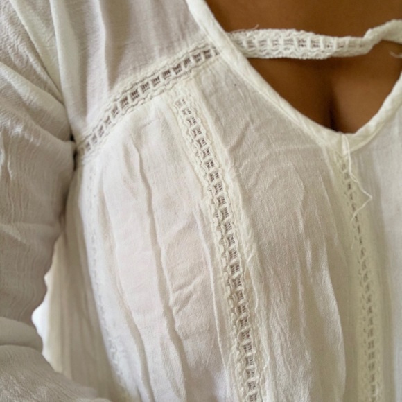 White Bohemian shirt-dress. Linen-like fabric. - Picture 4 of 4